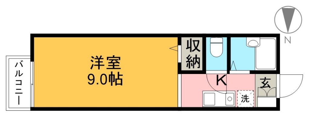 プレジール長尾 203号室 間取り