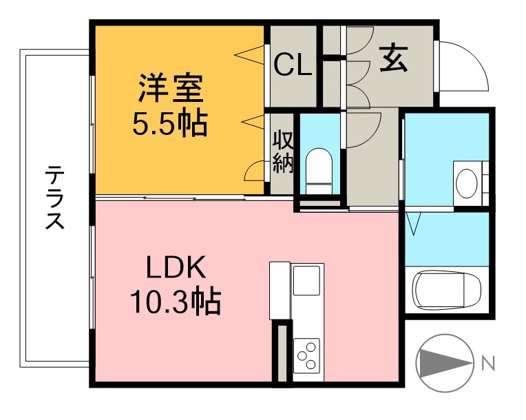 ベレオ緑粋園 103号室 間取り