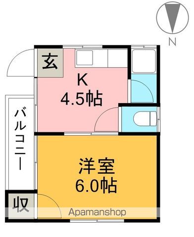 八反町ハイツ 1階北号室 間取り