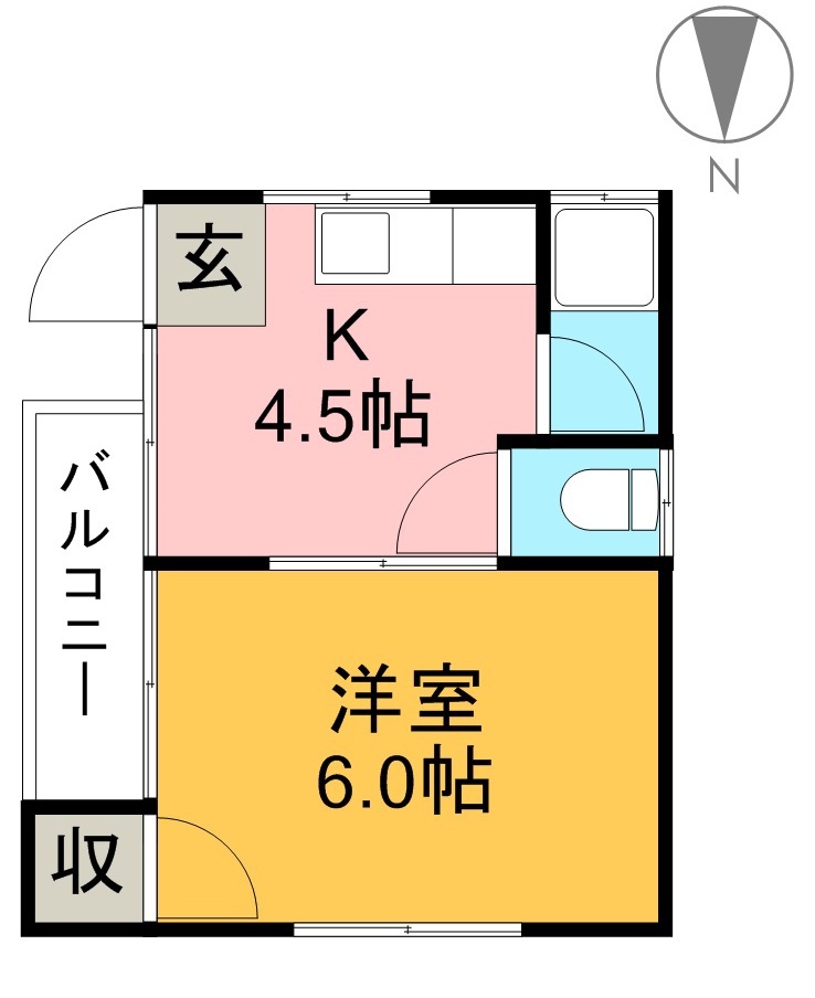 八反町ハイツ 1階北号室 間取り