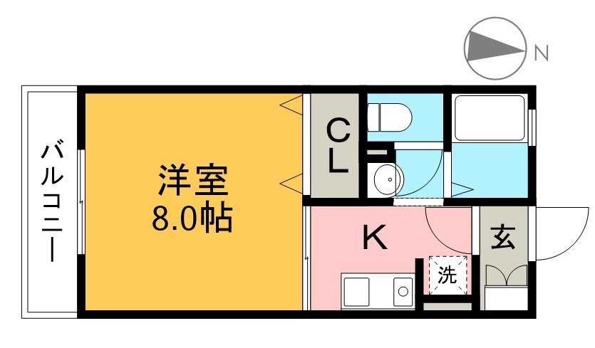ｋａｎａｄａ　Ａ棟 105号室 間取り
