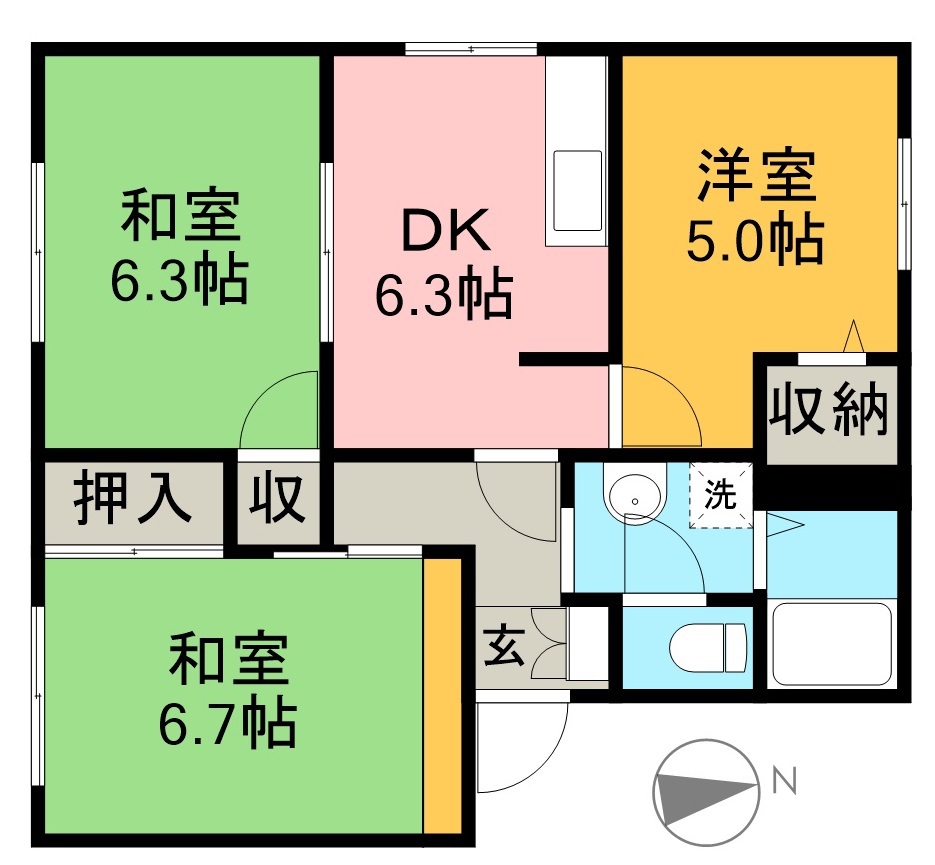 東代ハイツ　Ａ棟 101号室 間取り