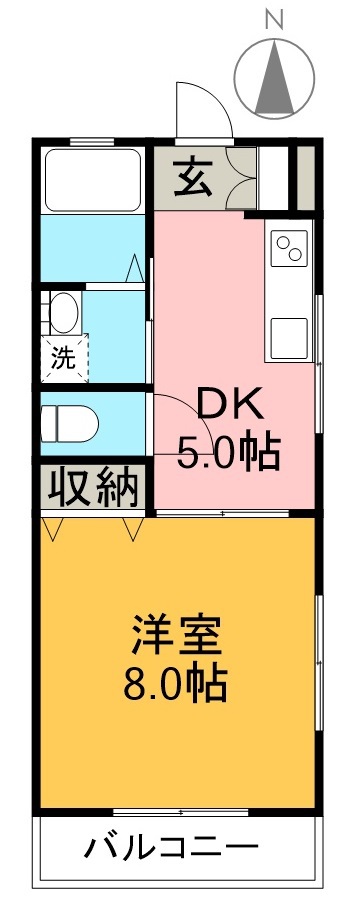 カーサブライト 203号室 間取り