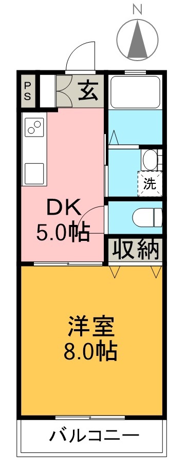 カーサブライト 202号室 間取り