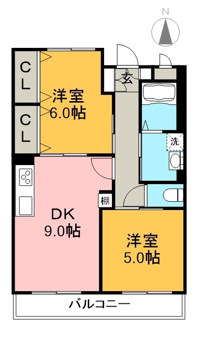 ハイツＫＵＲＡ　Ａ 302号室 間取り