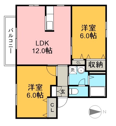 シャーメゾン中通　Ｃ棟 201号室 間取り
