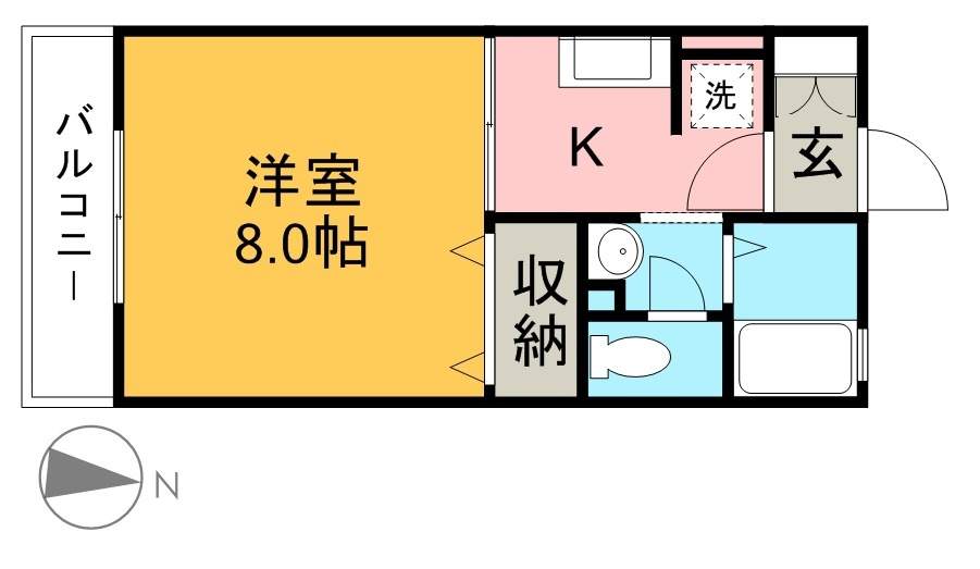 ｋａｎａｄａ　Ｂ棟 103号室 間取り