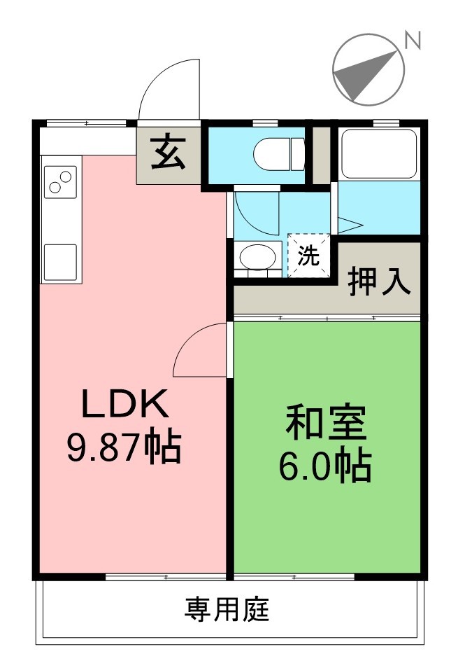 はとがさきハイツⅠ 103号室 間取り