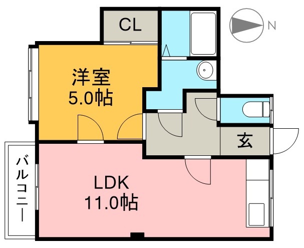 能茶山ハイツ 203号室 間取り