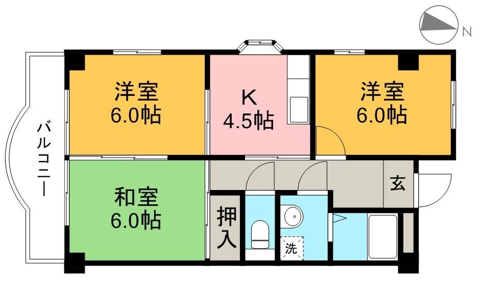 ハイツ　ハピィバリーⅡ　Ｂ棟 205号室 間取り