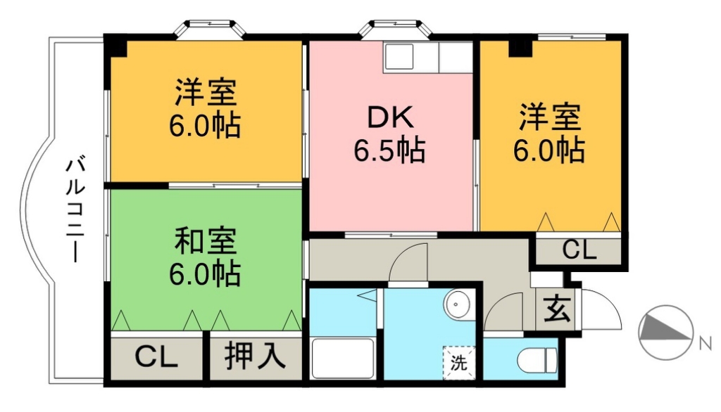 ハイツ　ハピィバリーⅡ　Ｅ棟 316号室 間取り