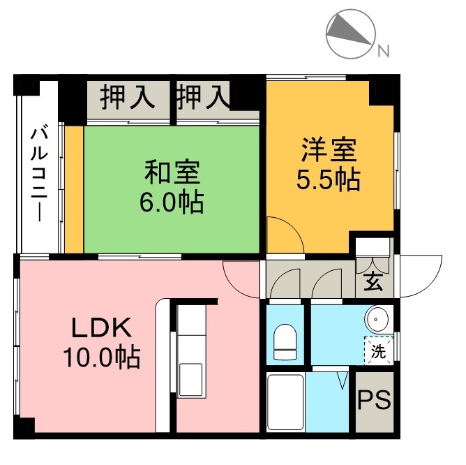 ヴィラージュ航洋 101号室 間取り