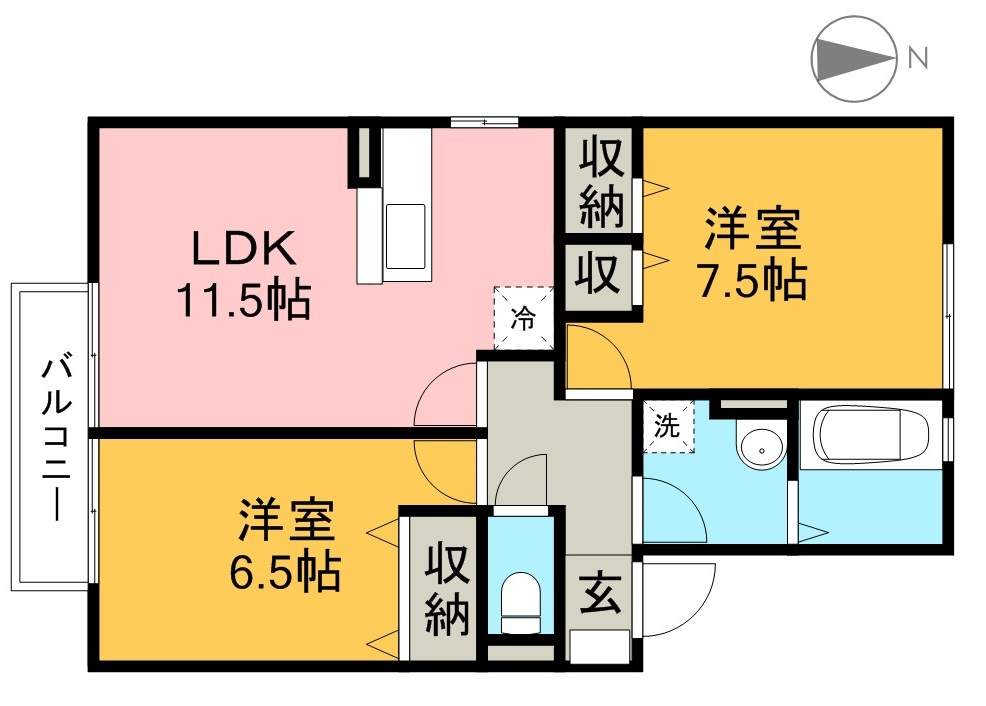ハートポジションⅠ 205号室 間取り