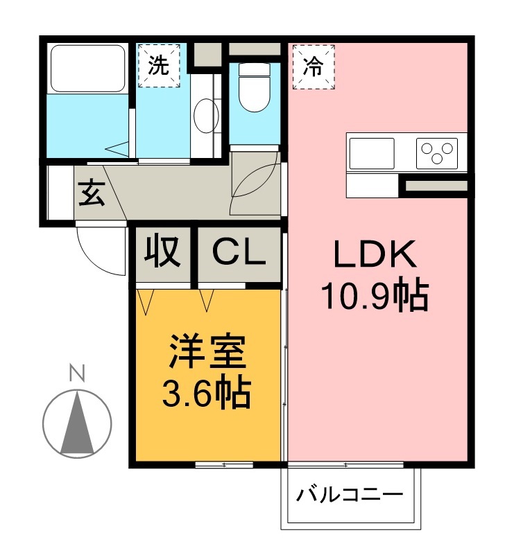 リヴェール 202号室 間取り