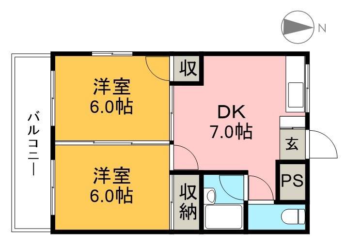 清遠マンション 102号室 間取り