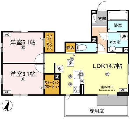 グリシーヌ 101号室 間取り