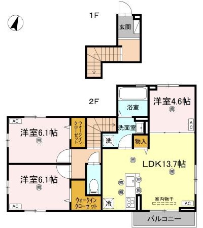 グリシーヌ 201号室 間取り