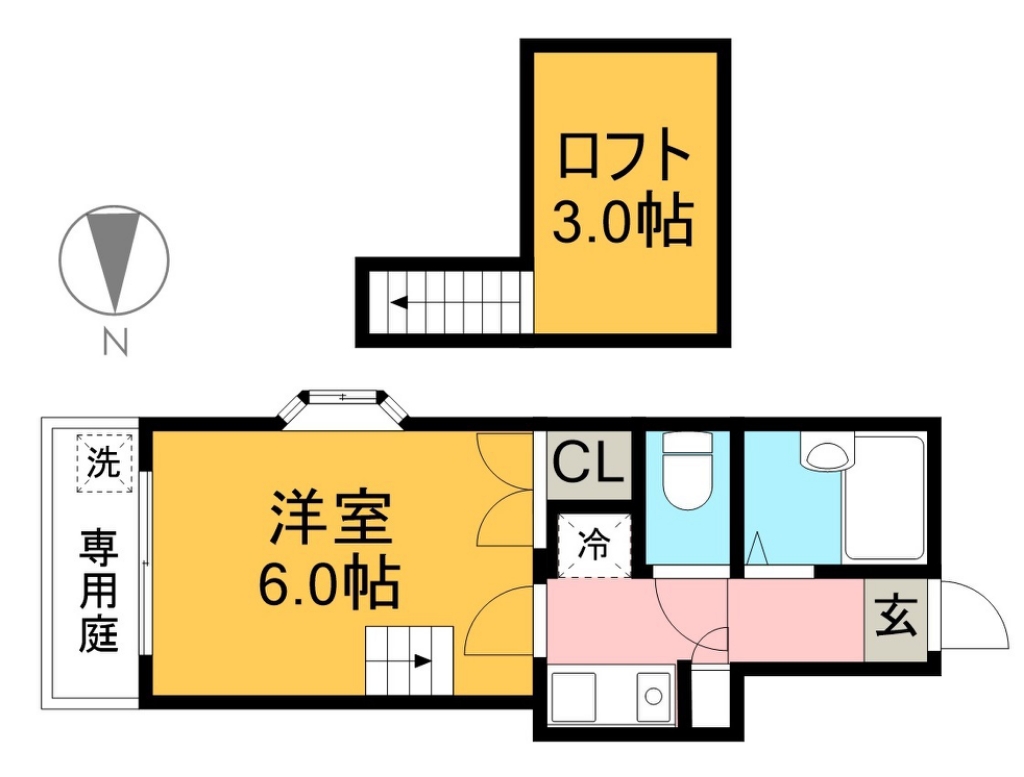 オクトスクエア 101号室 間取り