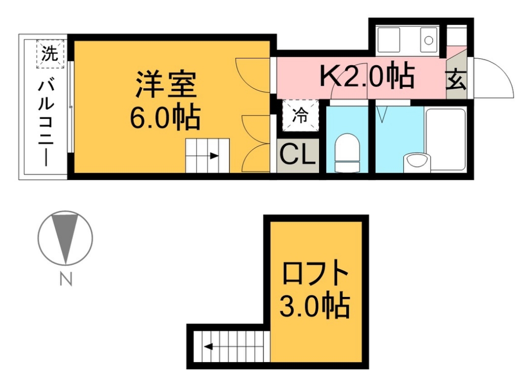オクトスクエア 206号室 間取り