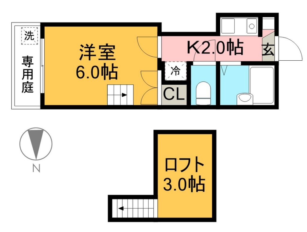 オクトスクエア 102号室 間取り