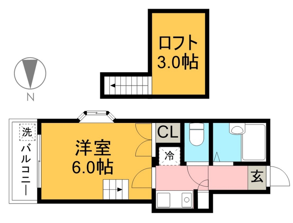 オクトスクエア 201号室 間取り