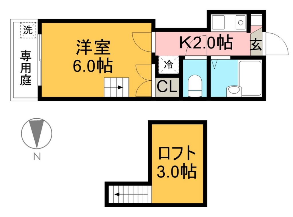 オクトスクエア 104号室 間取り