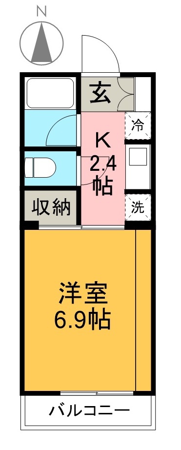 ＤＥＮＤＥＮ　Ｎａｋａｍａｍａ 304号室 間取り