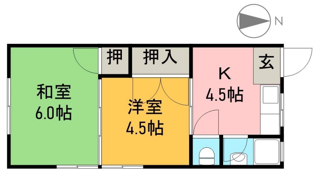 ハイツ鏡川 1F東号室 間取り
