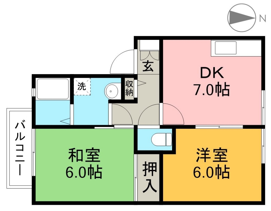 エステート六泉寺　Ｂ棟 202号室 間取り