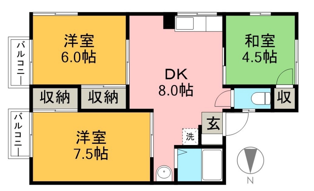 シティハイムナカムラ 201号室 間取り