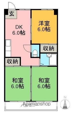 第１３つくもコーポ 602号室 間取り