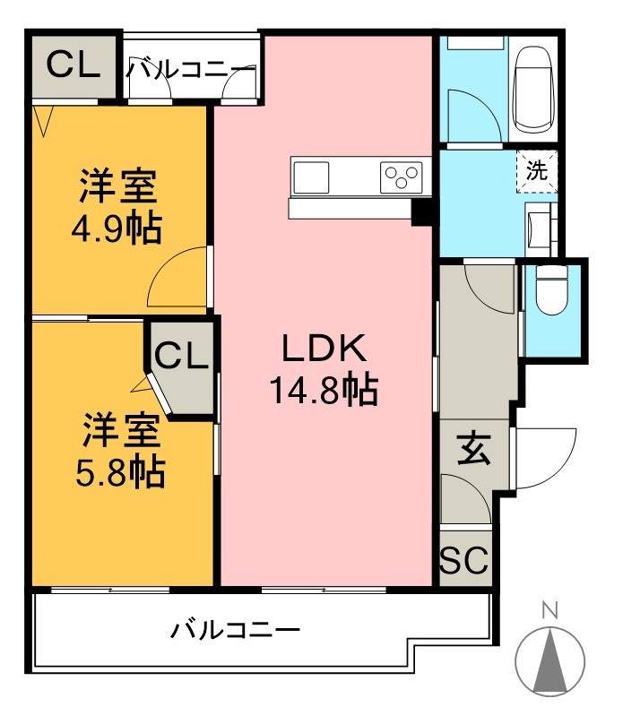 ラークネスト 203号室 間取り