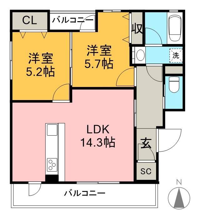 ラークネスト 201号室 間取り