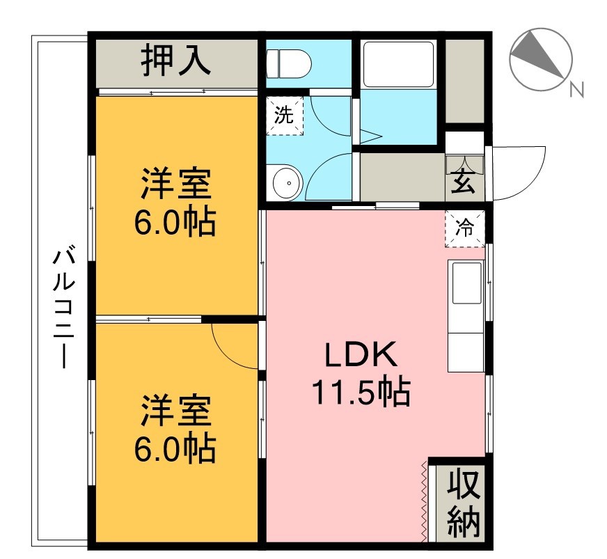 コーポ北秦 303号室 間取り