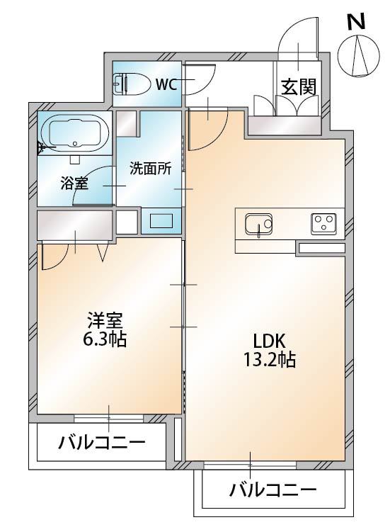 シャーメゾン旭ＷＥＳＴ 202号室 間取り