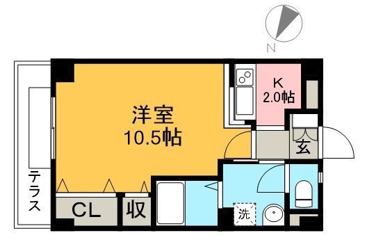 フォブールわげん 104号室 間取り