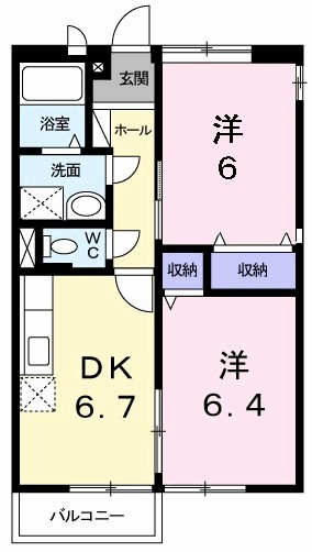 エルディム枝川Ⅱ 201号室 間取り
