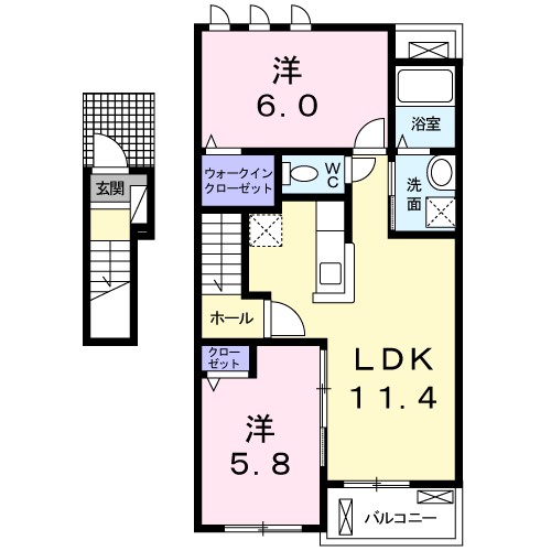 コントレイル　Ⅱ 202号室 間取り