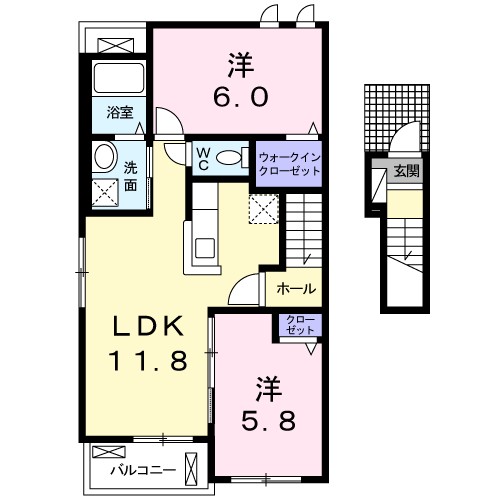 コントレイル　Ⅱ 205号室 間取り