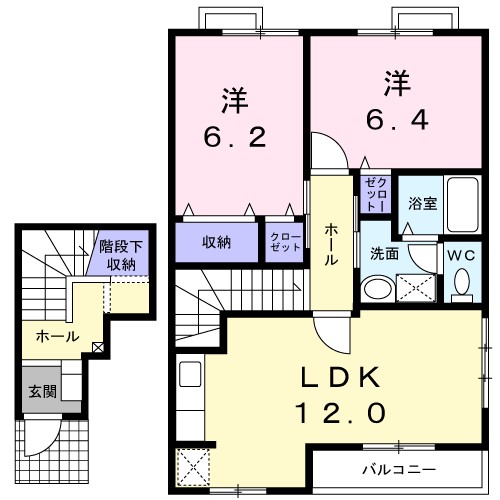 ハイム高岡　Ⅵ 202号室 間取り