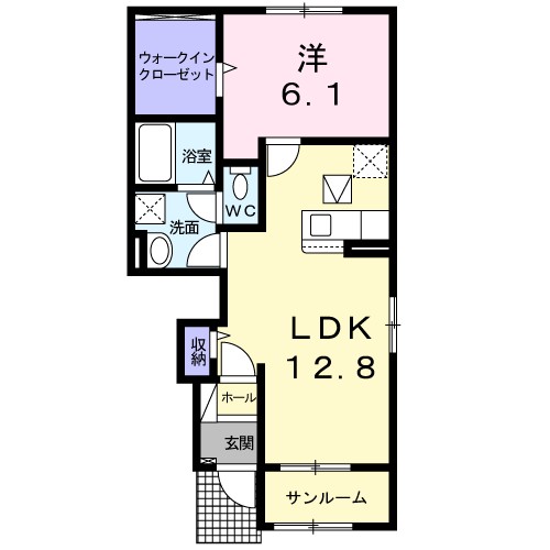 紫陽花・Ⅶ 104号室 間取り