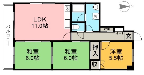 プロスパリティ扇 901号室 間取り