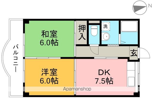 ハイツ　ハピィバリーⅠ　北棟 405号室 間取り