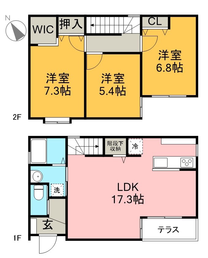 新田町戸建賃貸Ｂ 間取り