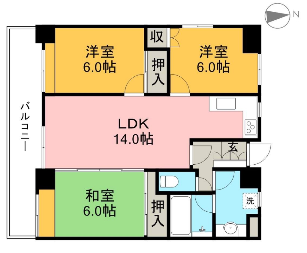 響水館 403号室 間取り