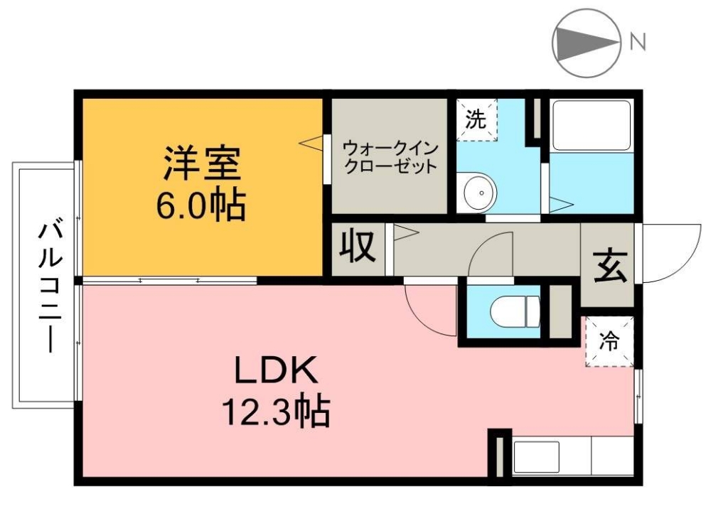 リヴェール北御座　Ｃ棟 102号室 間取り