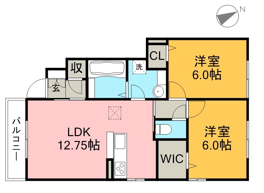 ヴァンヴェール大津 105号室 間取り