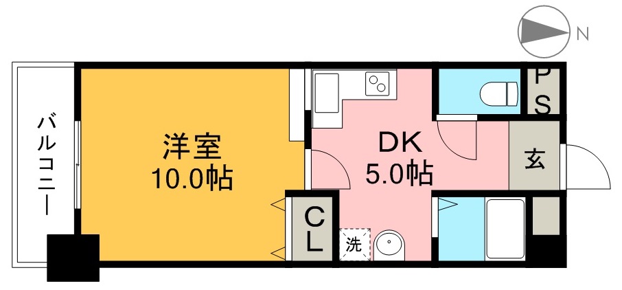 エルミタージュ天神 303号室 間取り