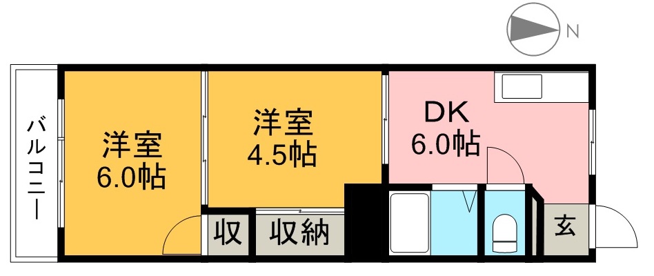 コーポ愛宕 D-2号室 間取り