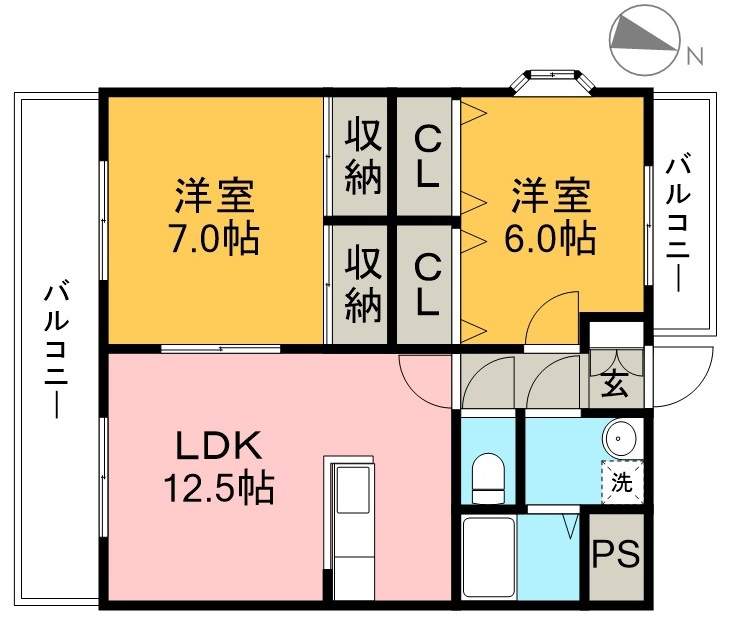 ハイツショウエイ　２番館 222号室 間取り